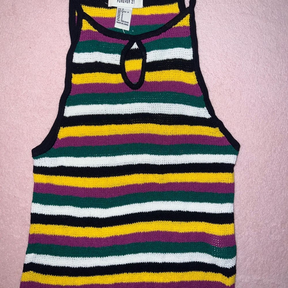 Forever 21 Multicolor Striped Knit Tank Top